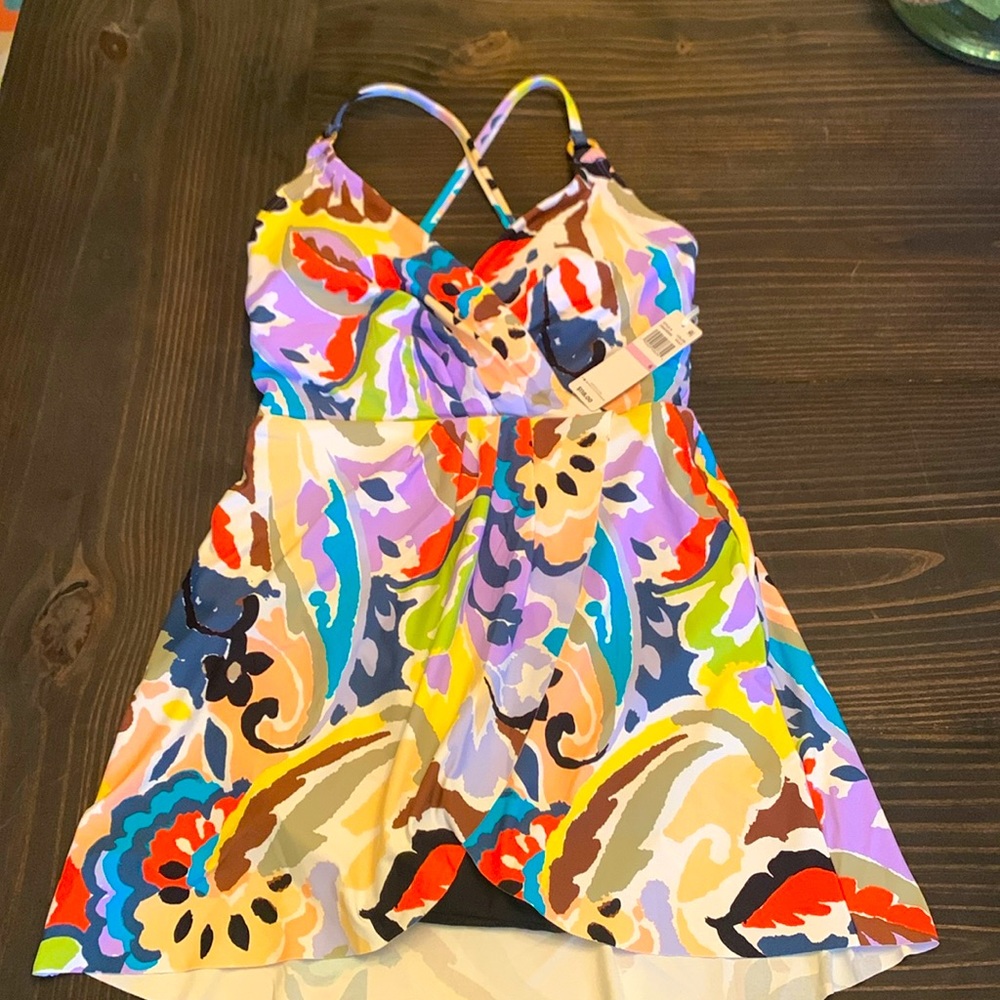 Anne Cole multicolored skirted swimsuit